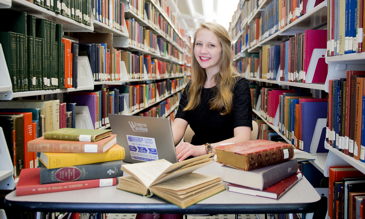 Student in Library